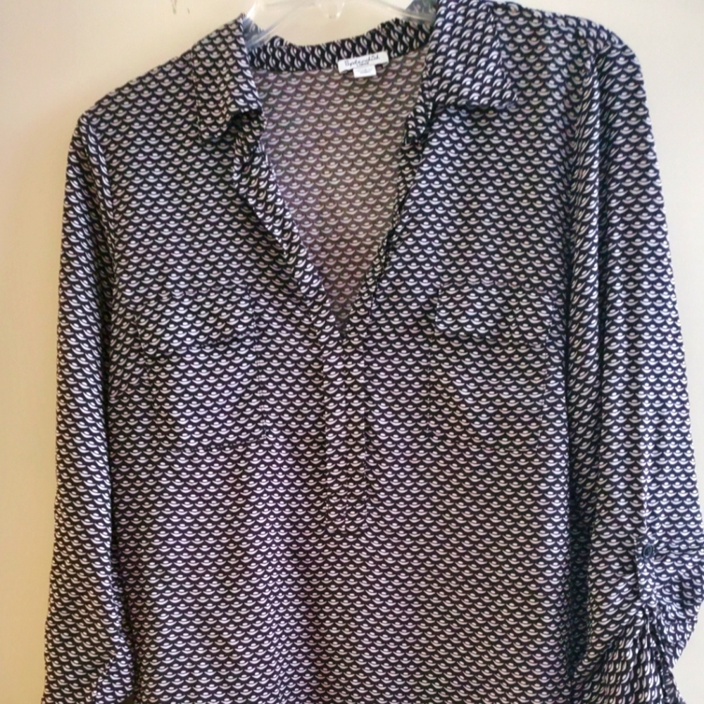 Splendid Split Neck Collared Blouse
